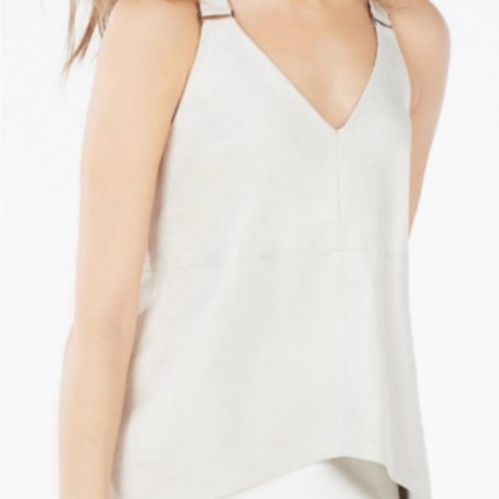 Suede Cream Color Sleeveless elegant summer  top - Picture 6 of 16
